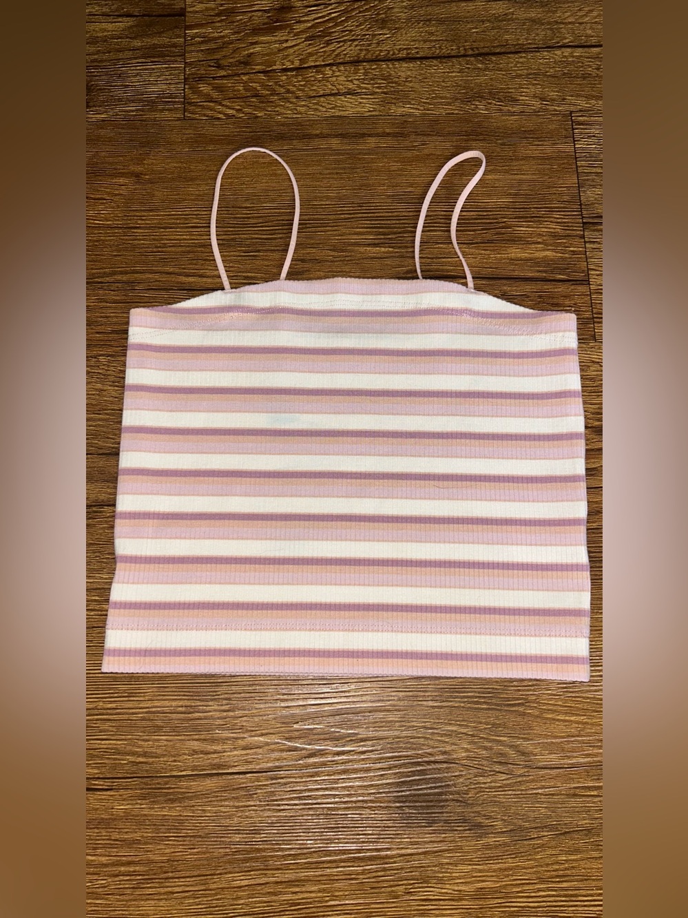 American Eagle Outfitters Pink & White Striped Ribbed Camisole